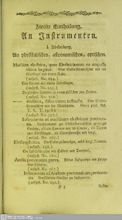 I. Abtheilung. An physikalischen, astronomischen, optischen
