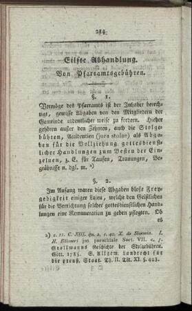 Eilfte Abhandlung. Von Pfarramtsgebühren.