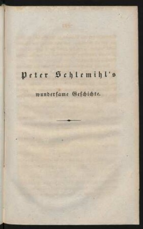 Peter Schlemihl's wundersame Geschichte