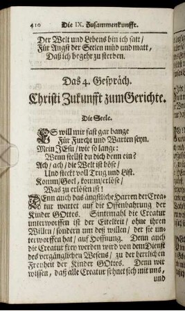 Das 4. Gespräch. Christi Zukunfft zum Gerichte.