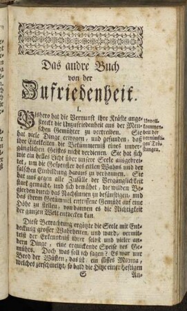 I. Unvollkommenheit der vernünftigen Tröstungen. - V. Gottes besondere Vorsorge für die Menschen.