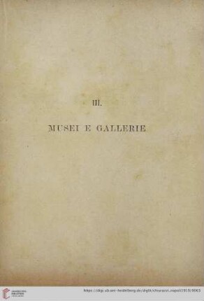 III. Musei e gallerie