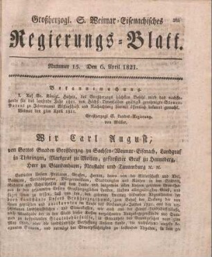 Nr. 15 : 6. April 1821