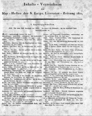 Monatsregister Mai 1811