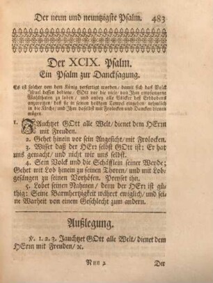 Der XCIX. Psalm. Ein Psalm zur Dancksagung.