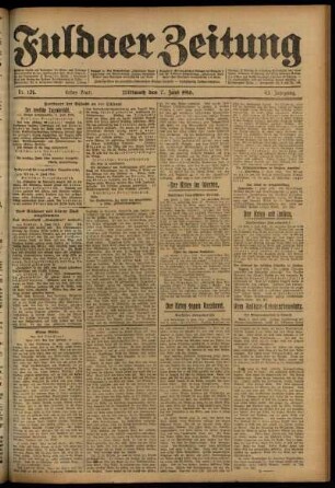 Erste Ausgabe vom Mittwoch, den 07. Juni 1916.