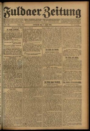 Erste Ausgabe vom Mittwoch, den 07. Juni 1916.