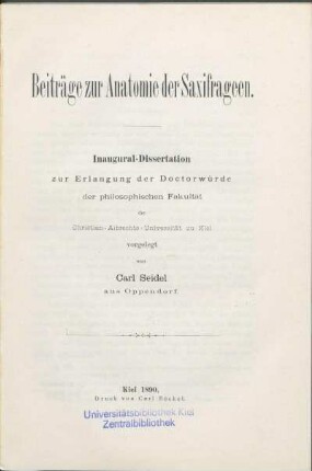 Beitrage zur Anatomie der Saxifrageen