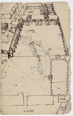 Butzbach, Landgrafenschloss mit Vorhöfen, Ansicht von Süden