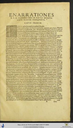 Enarrationes Ioannis Feri In Acta Apostolorum