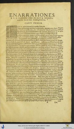 Enarrationes Ioannis Feri In Acta Apostolorum