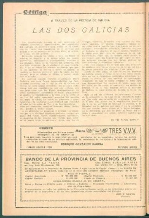 A través de la prensa de Galicia : Las dos Galicias. [De "El Pueblo Gallego"]
