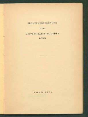 Benutzungsordnung der Universitätsbibliothek Bonn