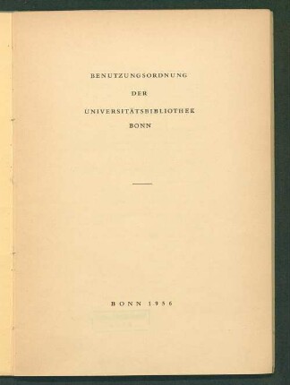 Benutzungsordnung der Universitätsbibliothek Bonn