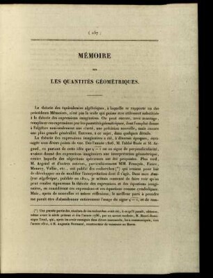 Mémoire sur les quantités géométriques.