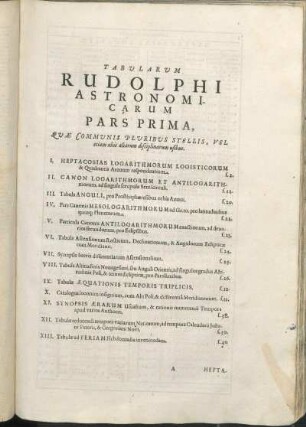Tabularum Rudolphi Astronomicarum