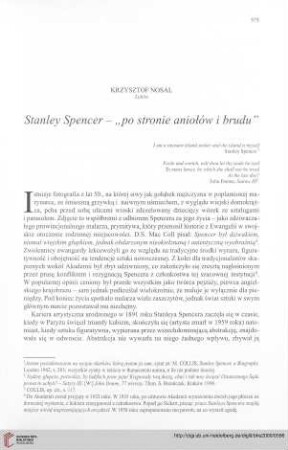 Stanley Spencer - "po stronie aniołów i brudu"
