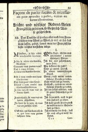 Leichte und nöthige Redens-Arten Frantzösisch zu lernen, so Gespräch-Weise geschrieben.