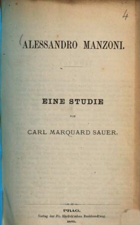 Alessandro Manzoni : Eine Studie