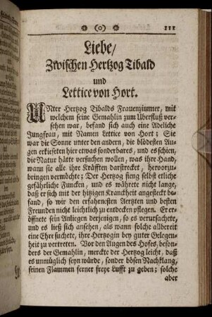 Liebe/ Zwischen Hertzog Tibald und Lettice von Hort.