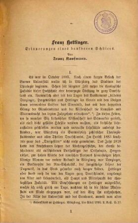 Franz Hettinger : Erinnerungen eines dankbaren Schülers