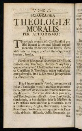 228-251, Sciagraphia Theologiae Moralis