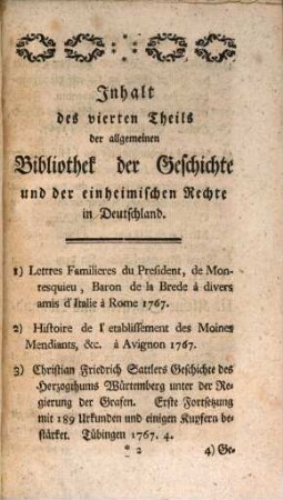 Carl Renatus Hausens Allgemeine Bibliothek der Geschichte und der einheimischen Rechte in Deutschland. 1,4