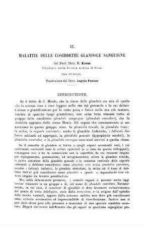 II. Malattie delle Cosiddette Glandole Sanguigne[...]