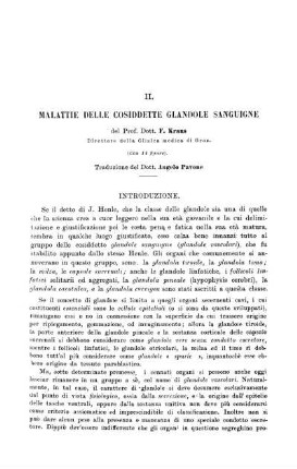 II. Malattie delle Cosiddette Glandole Sanguigne[...]