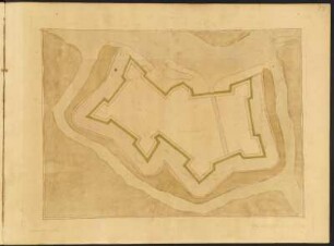 Festungsplan von Crèvecoeur in den Niederlande, kolorierter Handzeichnung, vor 1695 : Croevecour [Festungsplan] / [Johann George Starck]. [S.l., S.a.].- [nach 1695] - 1 Plan : Handzeichng. ; 47,0 x 34,0 cm.