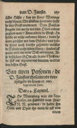 Van twen Personen/ de D. Faustus thosamende voreheligede ... Dat 54. Capittel.