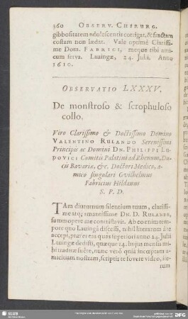 Observatio LXXXV. De monstroso & scrophuloso collo