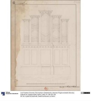 Reichenbach (Dzierżoniów, ehemals Regierunsbezirk Breslau). Entwurf zur Orgelprospekt. Aufriss
