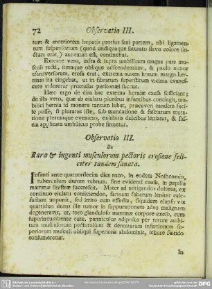 Observatio III. De Rara & ingenti musculorum pectoris erosione seliciter tandem sanata