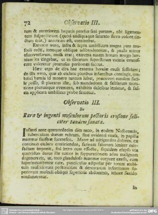 Observatio III. De Rara & ingenti musculorum pectoris erosione seliciter tandem sanata
