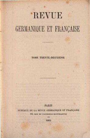 Revue germanique et française. 32. 1865