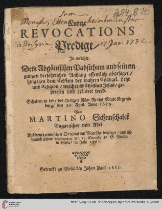 Kurtze Revocations Predigt