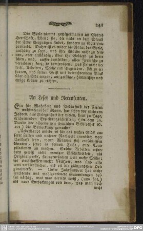 [XI.] An Leser und Recensenten
