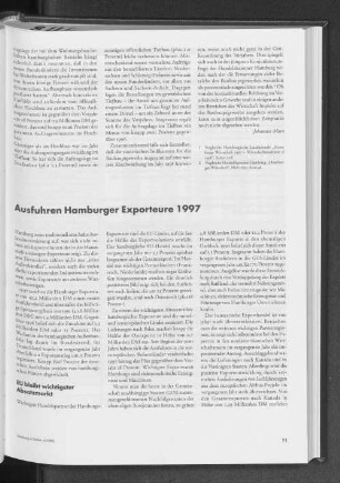 Ausfuhren Hamburger Exporteure 1997