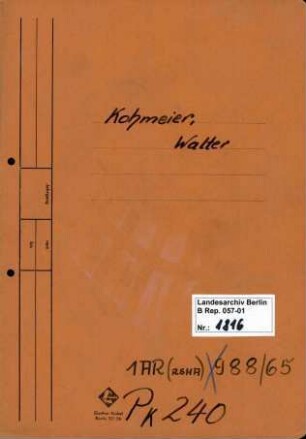 Personenheft Walter Kohmeier (*23.02.1910), Bauingenieur