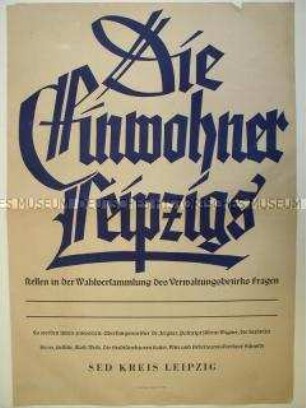 Blanko-Maueranschlag für Einberufung von Wahlversammlungen in Leipzig