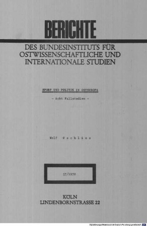 Sport und Politik in Osteuropa : acht Fallstudien