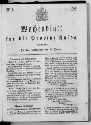 Nr. 5, Ausgabe vom 31. Januar 1852