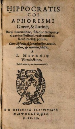 Hippocrates coi Aphorismi : graece & latine