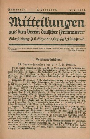 Nummer 35. 5. Jahrgang. Juni 1927.