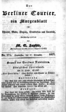 No. 275, Donnerstag, den 27. December 1827