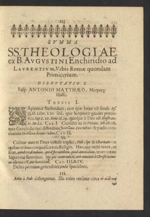 Dispuatio I. Resp. Antonio Matthaeo, Marpurg. Hasso