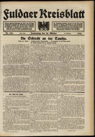 Erste Ausgabe vom Donnerstag, den 24. Oktober 1912.