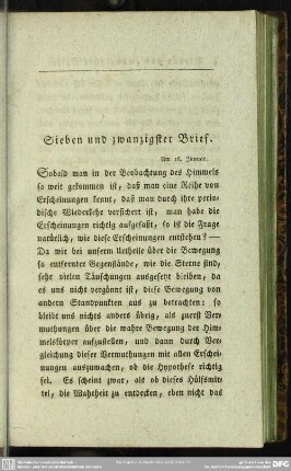 Sieben und zwanzigster Brief