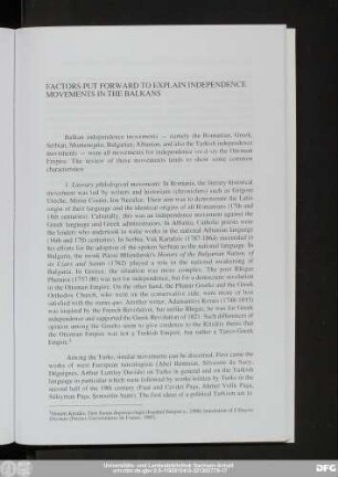 Factors Put Forward To Explain Independence Movements In The Balkans